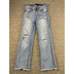 Junior’s Kendall + Kylie Iconic High-Rise Straight 9/29 Denim Distressed Jeans